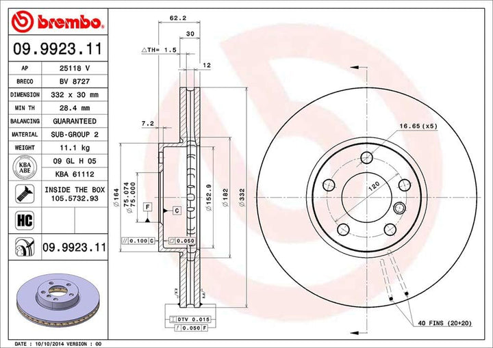 Brembo 09.9923.11 COATED DISC LINE Bremsscheibe - 1 Stück