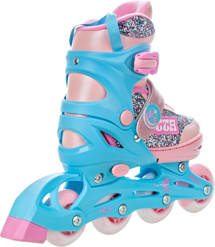 RAVEN 2in1 Schlittschuhe Inline Skates Inliner für Kinder Mädchen verstellbar mit LED Leuchtrad 30-3