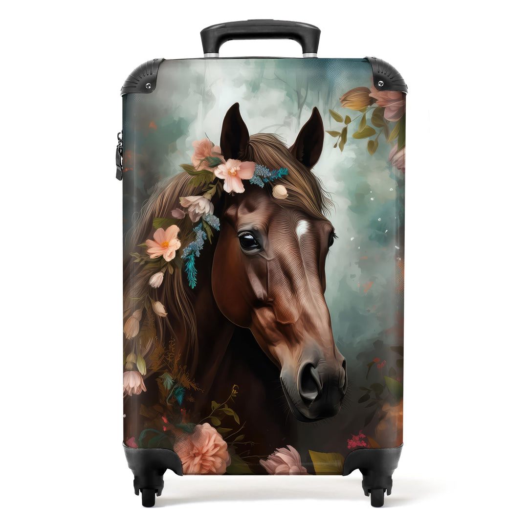 NoBoringSuitcases.com® Koffer Handgepäck Trolley Rollkoffer Kleine Reisekoffer mit 4 Rollen - Pferd