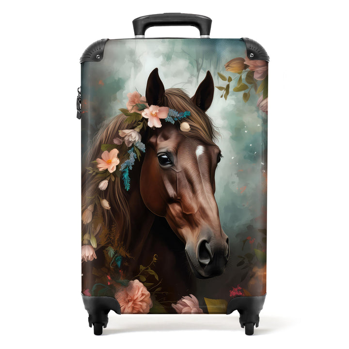 NoBoringSuitcases.com® Koffer Handgepäck Trolley Rollkoffer Kleine Reisekoffer mit 4 Rollen - Pferd