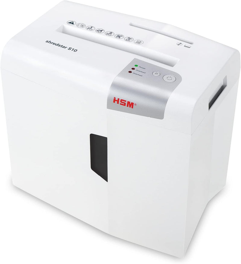 HSM shredstar S10 Aktenvernichter, Sicherheitsstufe P-2, 10 Blatt (Streifenschnitt) mit CD-Schredder