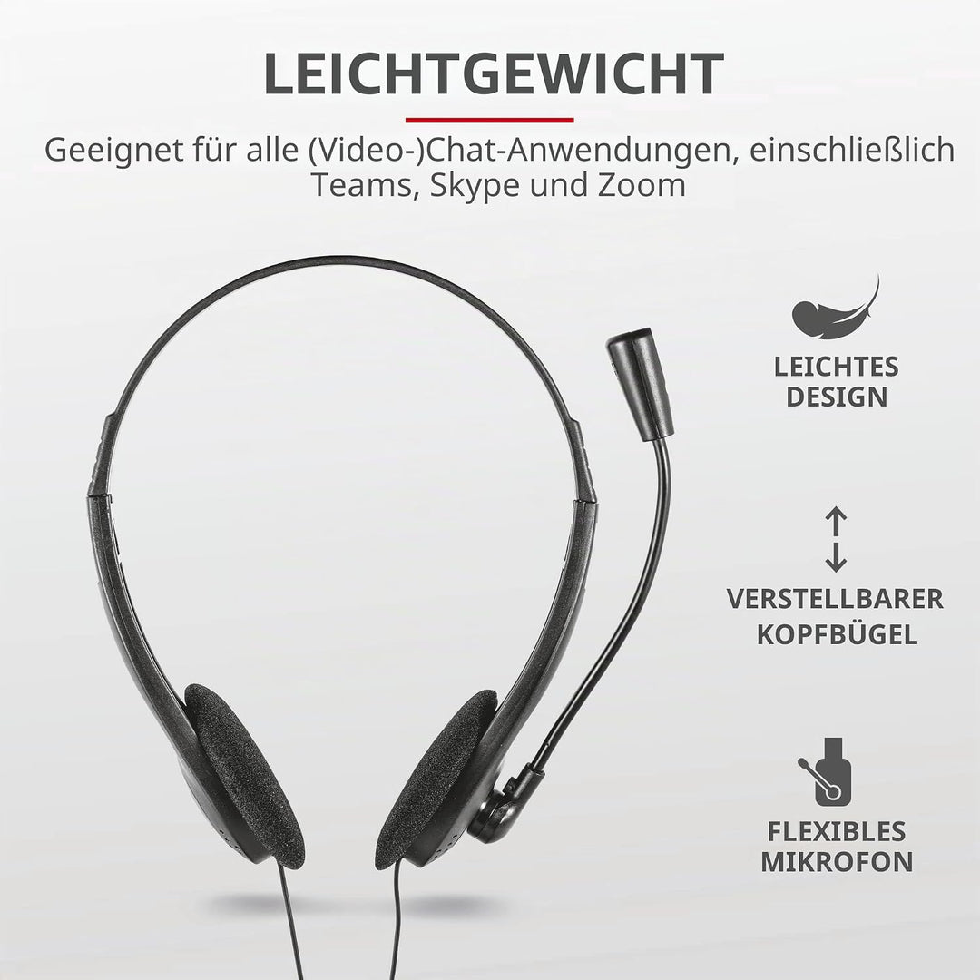 Trust 21665 Primo Headset für PC und Laptop schwarz (Packung mit 2) Einheitsgrösse (Packung mit 2) H