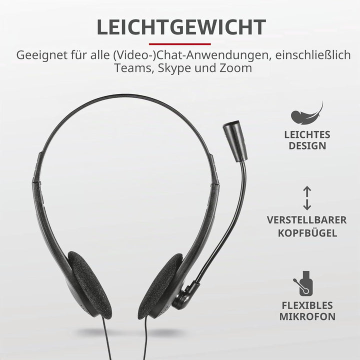 Trust 21665 Primo Headset für PC und Laptop schwarz (Packung mit 2) Einheitsgrösse (Packung mit 2) H
