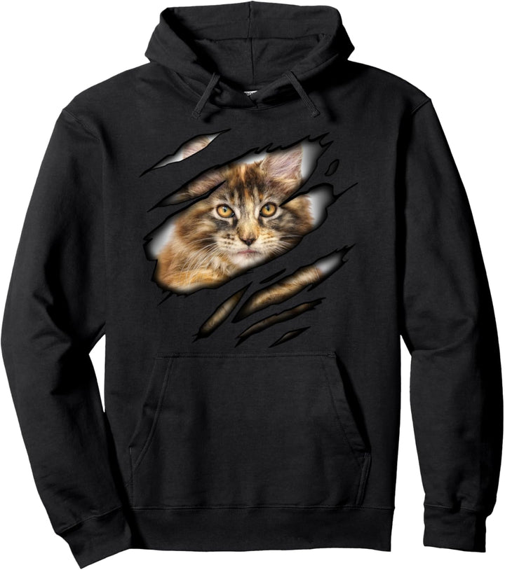 Maine-Coon-Katze in mir Entwurf, reinrassige Katze Pullover Hoodie