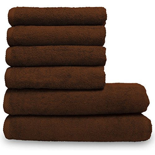 Lanudo Pure Line Handtuch-Set 6 teilig, 2 Duschtücher 70 x 140 cm & 4 Handtücher 50 x 100 cm, Braun,