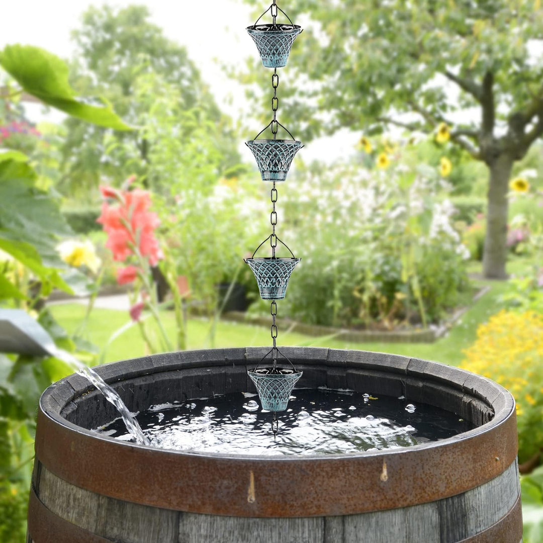 Tfro & Cile Regenkette, Regenrinne, Fallauslauffänger, Aussenwasserumleiter, dekorativer Garten, Reg