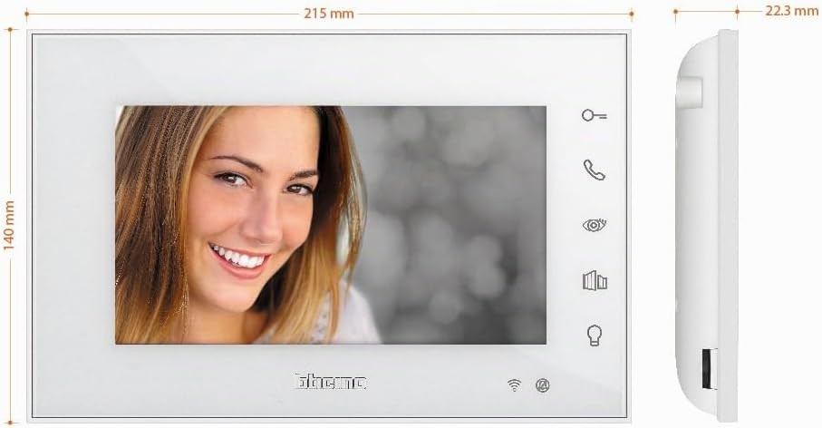 Bticino 335253 WIFI Video-Türsprechanlage mit zusätzlichem 2-Draht-Monitor, 7-Zoll-Display, Farben m