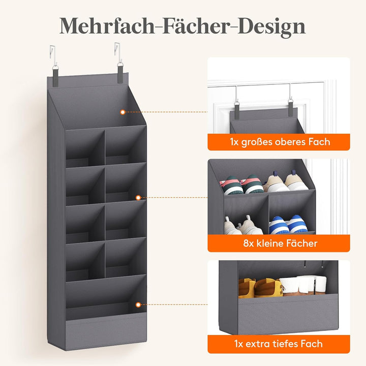 Lifewit 6 Ebene über die Tür Schuh mit 11 grossen tiefen Taschen, 1 Packung Stoff hängende Schuhe Au