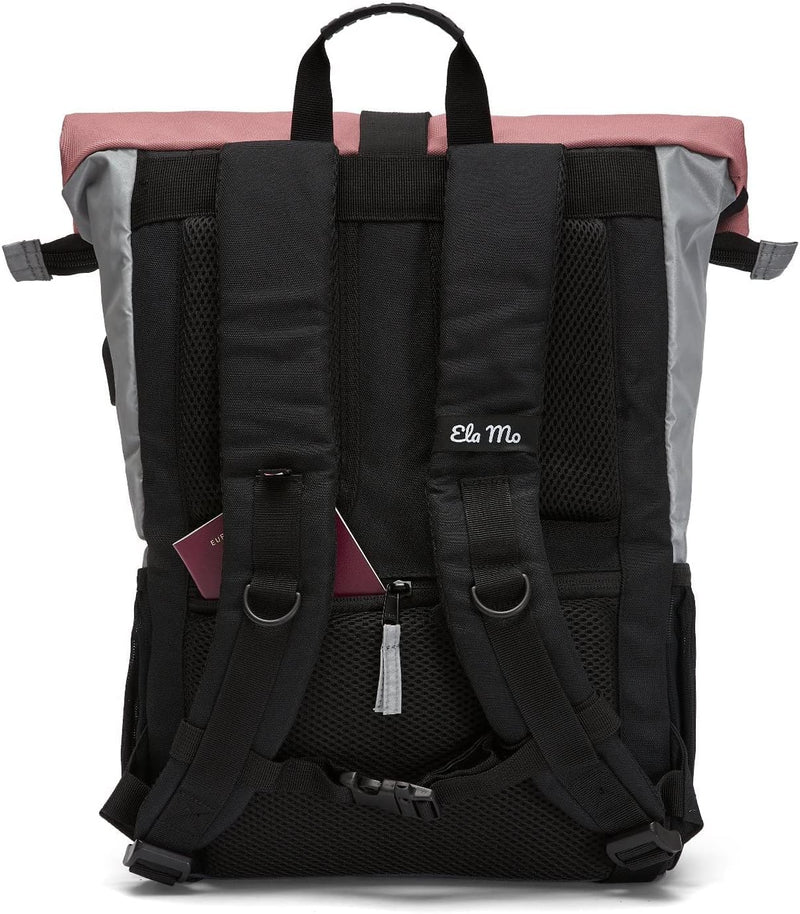 Ela Mo Rucksack Damen Schön, Komfortabel und Durchdacht 18 L (Night Edition - Peach), Night Edition