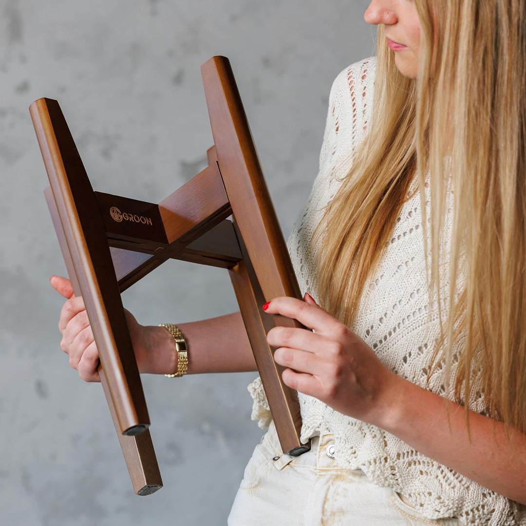 Groon® Premium Pflanzenständer Braun aus Bambus – Verstellbarer Blumenständer 20–32 cm | Handgeferti