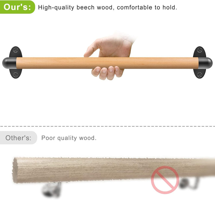 SELEWARE 26 Zoll Holz Handlauf Indoor-Treppen Handlauf Wandmontage Handlauf w/robuste Metall-Halteru