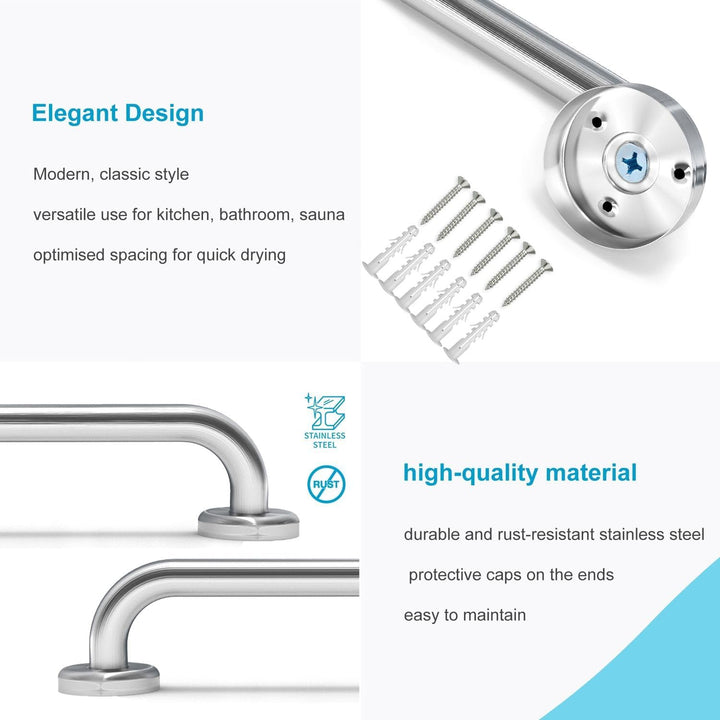 Handtuchhalter aus Edelstahl Hochglanzpoliert - Länge 100cm und 19mm Stangendurchmesser zum Bohren -