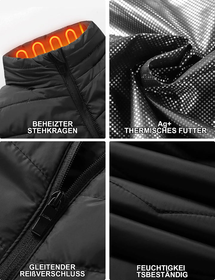 Beheizbare Weste für Damen und Herren, Beheiztes Gilet mit 15 Heizpads, beheizter Körperwärmer für O