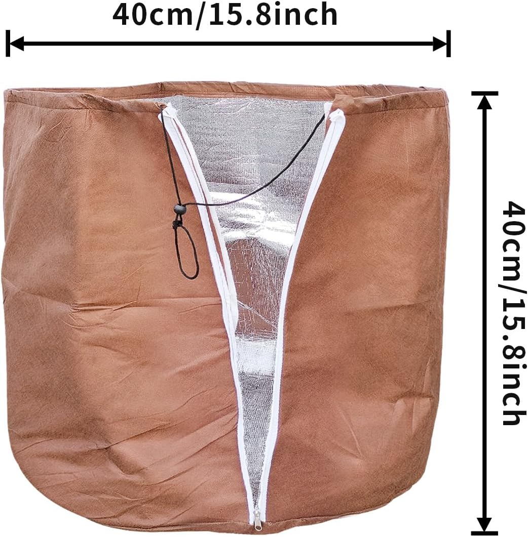 Tesmotor Thermo Topfschutz, Topfpflanzen Schutzbeutel für Pflanzen, Winter Topfschutz mit Zugband -