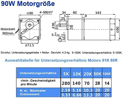 Hohe Drehmomente Einstellbarer Getriebemotoren, AC 220V 90W Einphasen Asynchron Getriebemotor (Getri