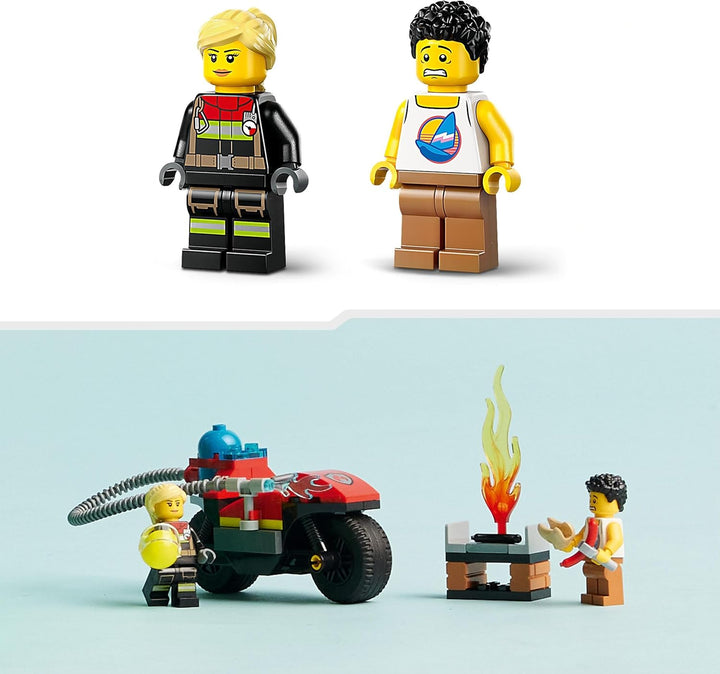 LEGO City Feuerwehrmotorrad, Feuerwehr-Spielzeug für Kinder ab 4 Jahren mit Motorrad und 2 Minifigur