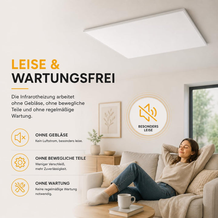 heatness Infrarotheizung Simpel Decke Pro, M – Deckenheizung energiesparend, 300 Watt, Heizkörper zu