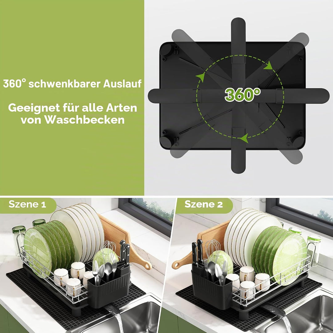 MAJALiS Abtropfgestell Geschirr mit Abtropfschale, Edelstahl Geschirrabtropfgestell, Abtropfgestell