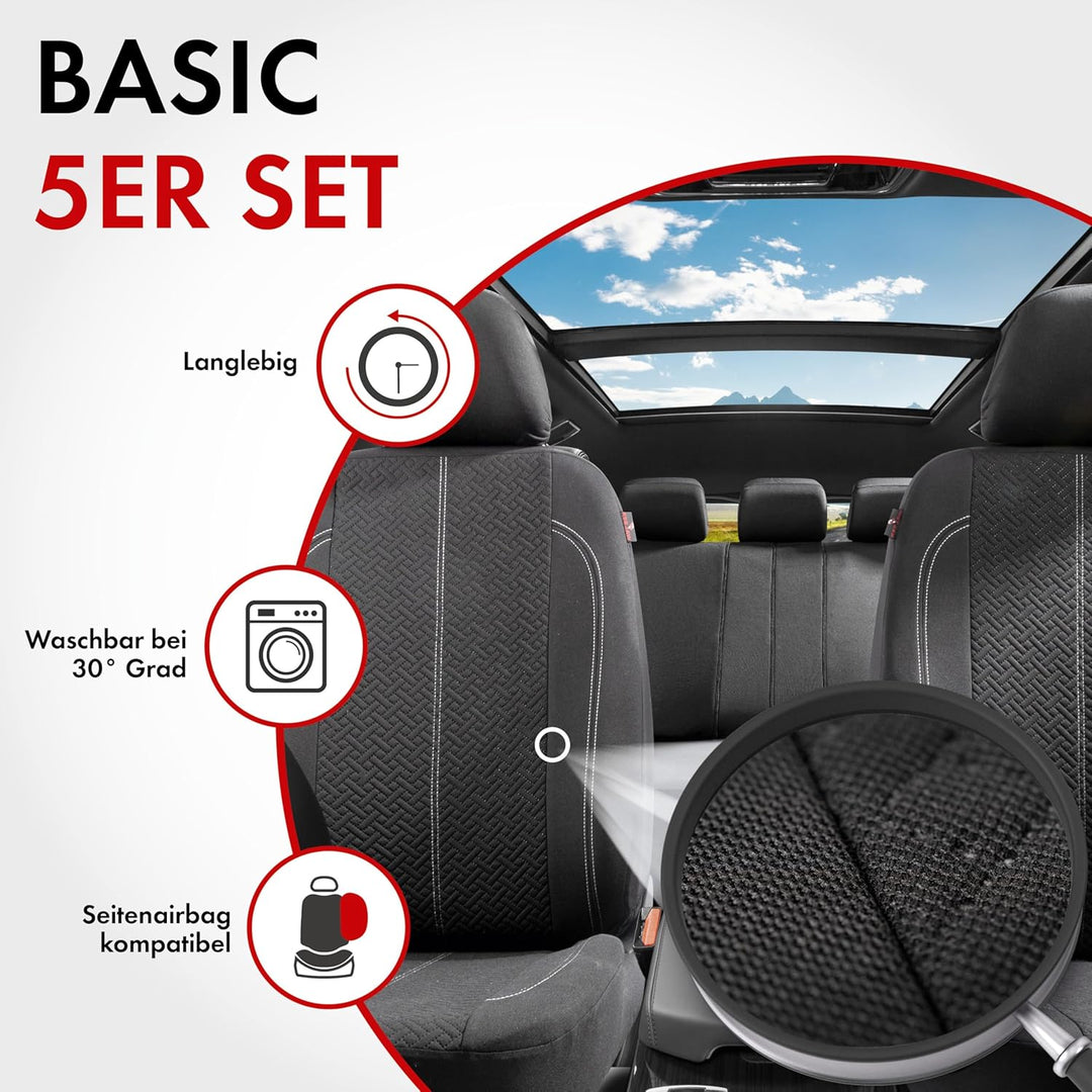 Walser Autositzbezüge Tratto mit Reissverschluss, Zipp-IT Schonbezüge Komplettset, 2 Vordersitzbezüg