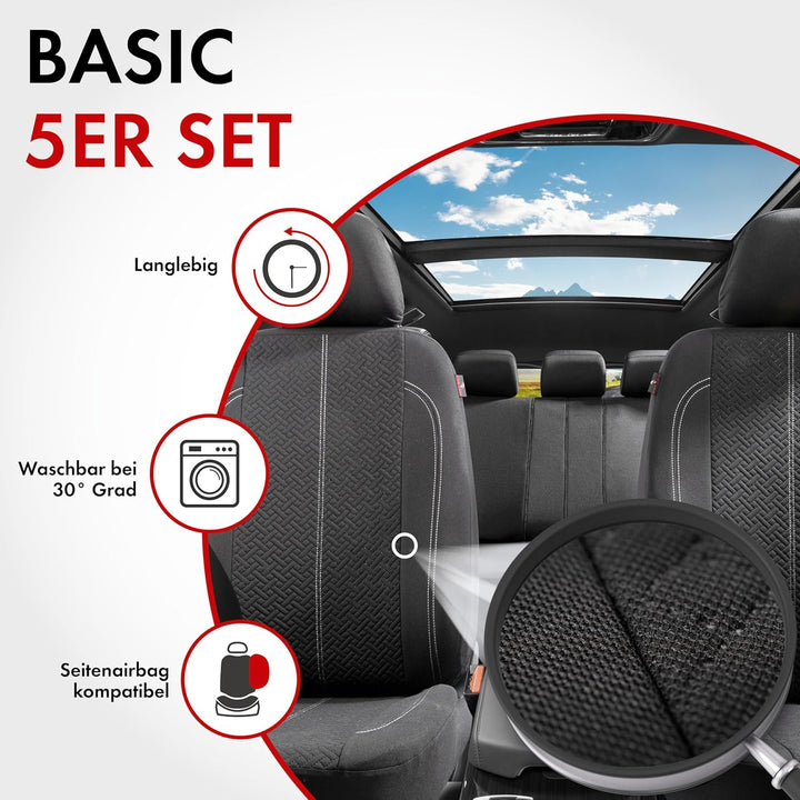Walser Autositzbezüge Tratto mit Reissverschluss, Zipp-IT Schonbezüge Komplettset, 2 Vordersitzbezüg