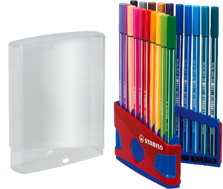 Premium-Filzstift - STABILO Pen 68 ColorParade - 20er Tischset in rot/blau - mit 20 verschiedenen Fa