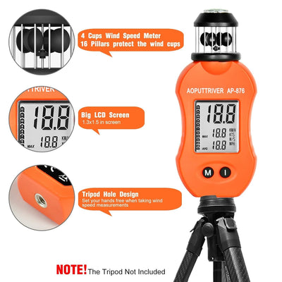 AOPUTTRIVER Windmesser AP-876 Anemometer Handheld Pocket Anemometer Air Speed Meter für die Messung