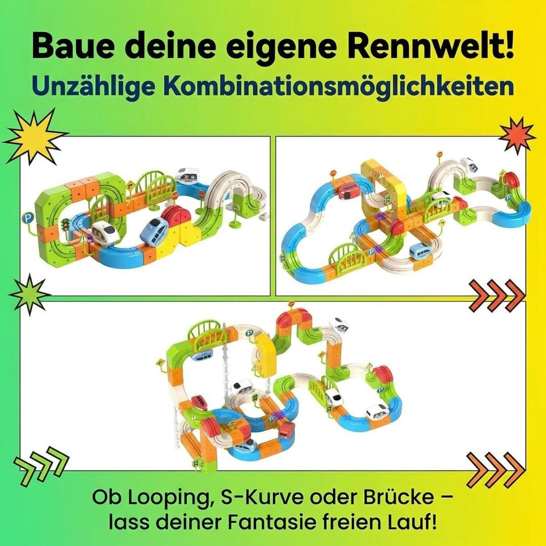 Eisenbahn Kinder Elektrisch 208 Teile Upgrade 3 Schienen 3D Cube Track Anti Schwerkraft Rennbahn Zug