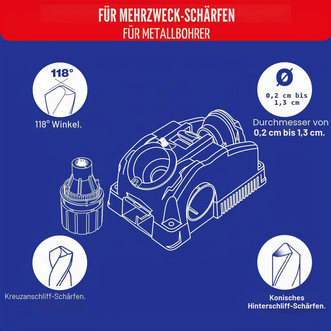 Tivoly Drill Doctor 400 Bohrerschärfgerät, für Bohrer mit 2,5 bis 13 mm, Schärfung bis zu einem Spit