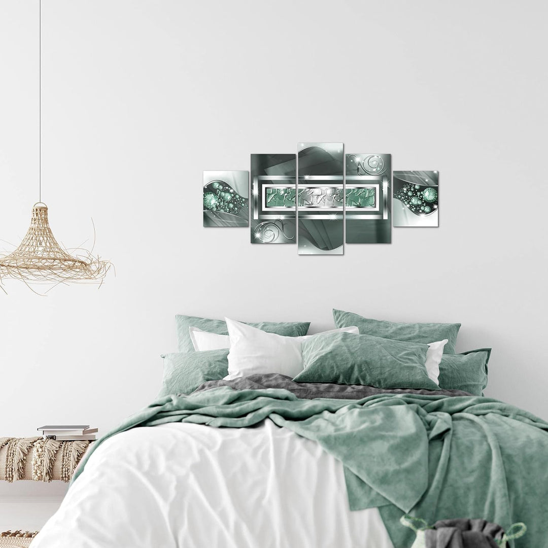 Runa Art Wandbilder Abstrakt 5 Teilig Bild auf Vlies Leinwand Deko Wohnzimmer Schlafzimmer Diamant G