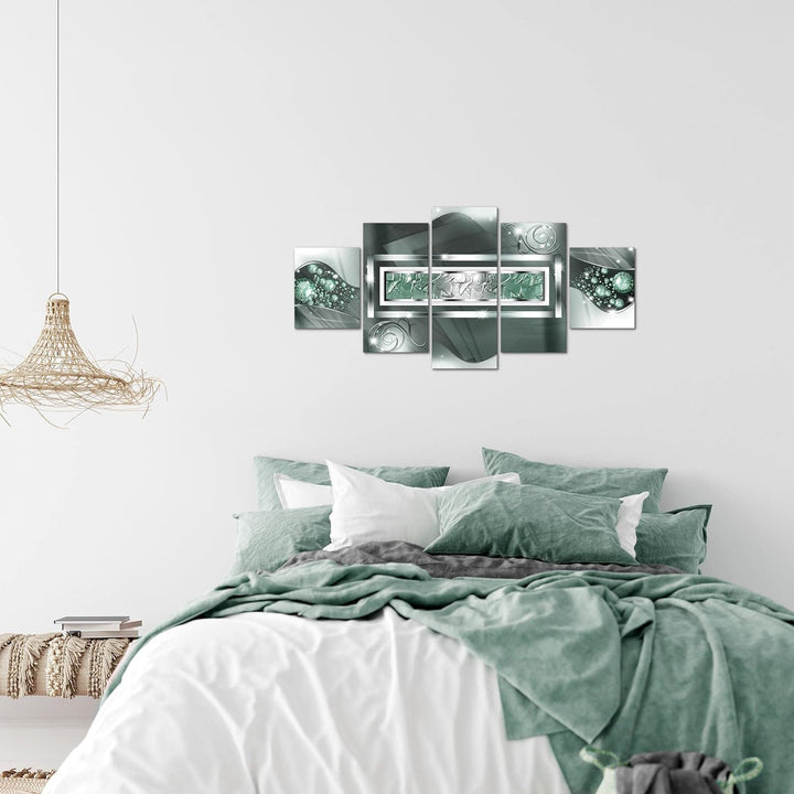 Runa Art Wandbilder Abstrakt 5 Teilig Bild auf Vlies Leinwand Deko Wohnzimmer Schlafzimmer Diamant G
