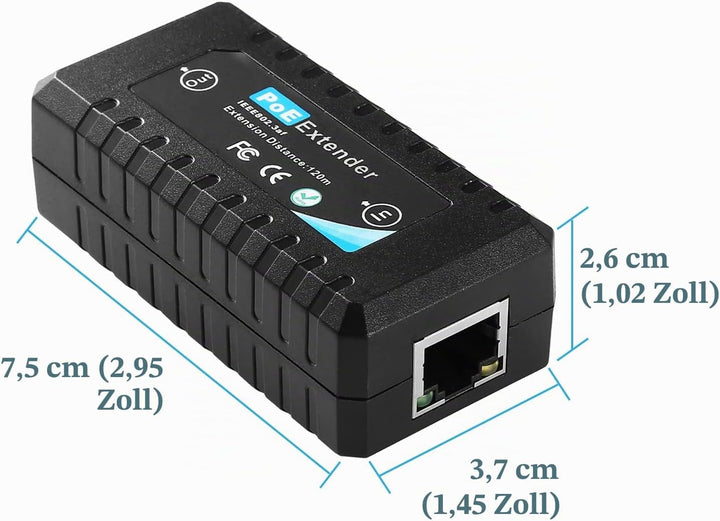 Revotech 1 Port PoE Extender, 15W PoE Output bis zu 120m(393 ft), 10/100Mbps Transmit, Comply IEEE80