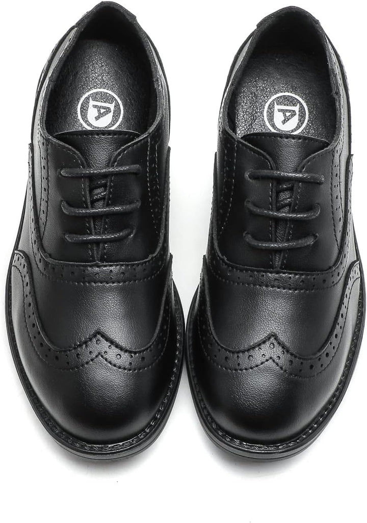 DADAWEN Jungen Schnürhalbschuhe Schule Uniformschuhe Anzugschuhe, Schwarz