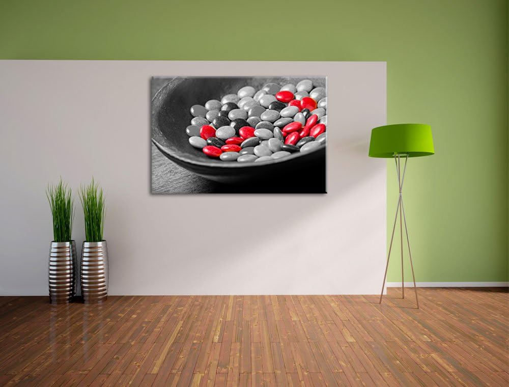 Schokolade Smarties Schoko Süssigkeiten schwarz/weiss Format: 100x70 auf Leinwand, XXL riesige Bilde