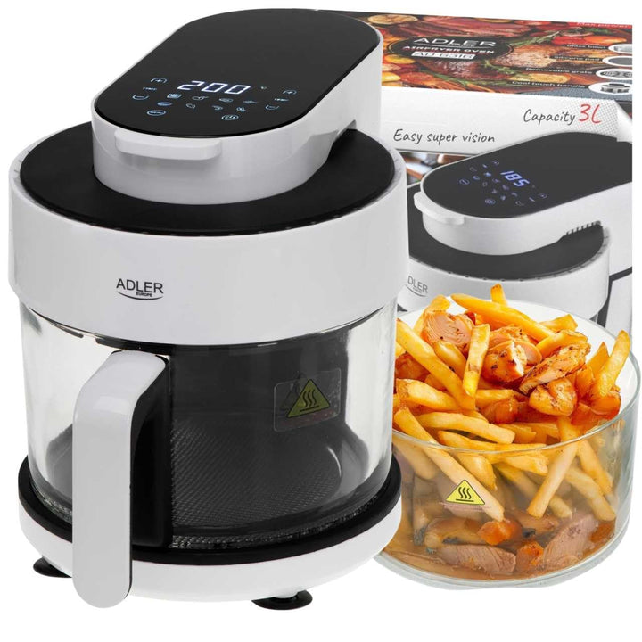 ADLER Air Fryer Backofen mit 3L Glasschale, Weiss