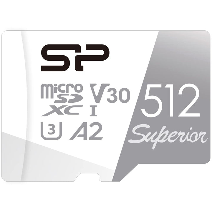 Silicon Power 512GB Superior Micro SDXC UHS-I (U3), V30 4K A2, Compatible with GoPro Hero 9 High Spe