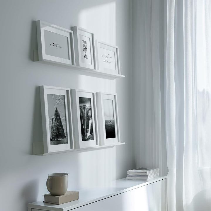 byde Ein schlankes Wandregal für Fotos, Bilder und Bücher. Modernes und minimalistisches Design. Her