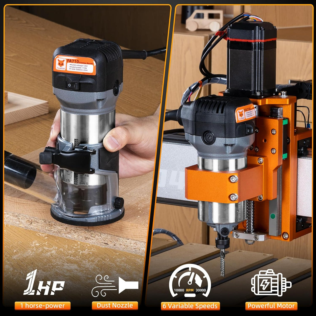 FoxAlien 1 HP 710W 65mm Durchmesser Compact Palm Router für CNC Fräsmaschine, 6 Variable Geschwindig