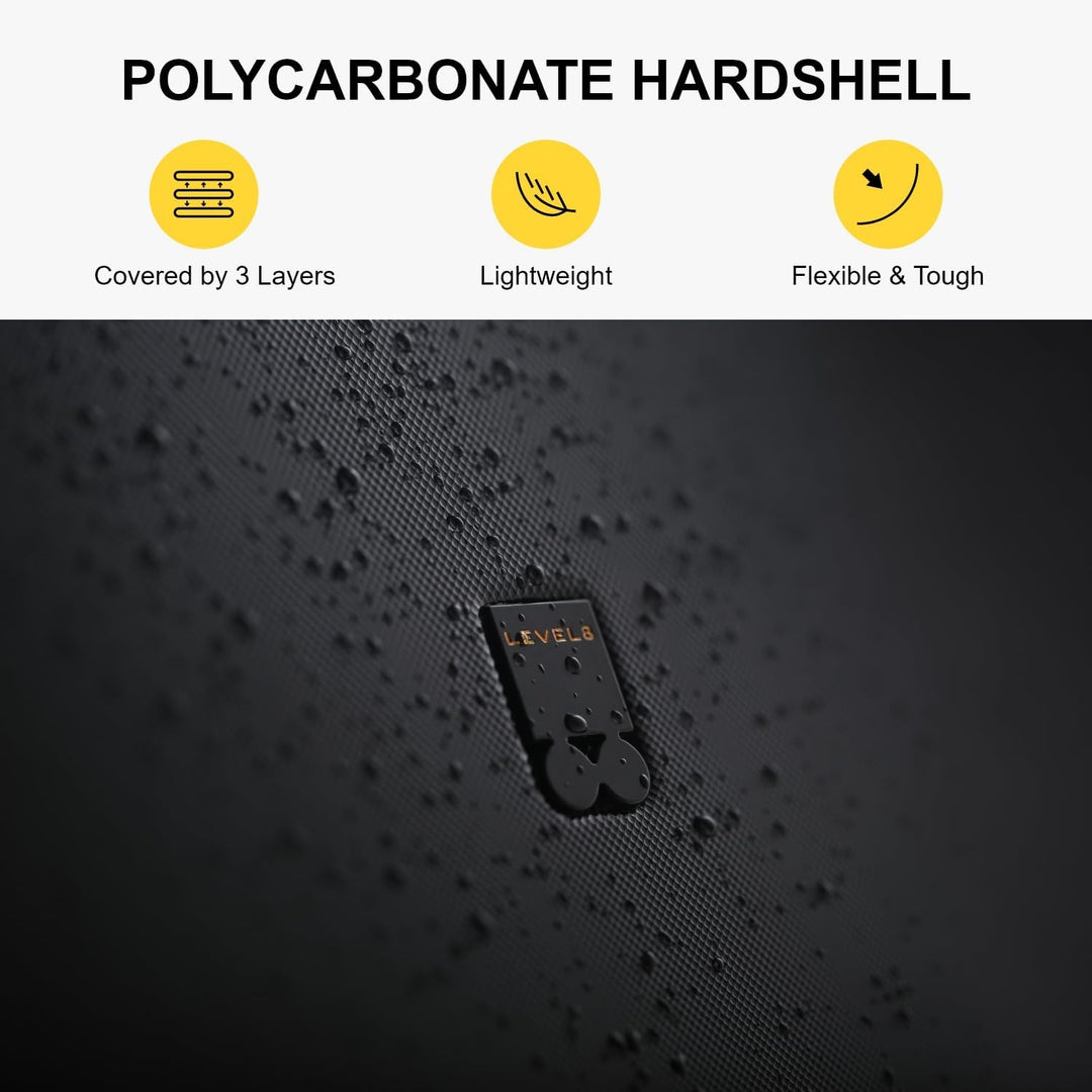 LEVEL8 Handgepäck Koffer, Leichtgewicht aus 100% Polycarbonat,Koffer Trolleys Hartschalen,Trolley Ca