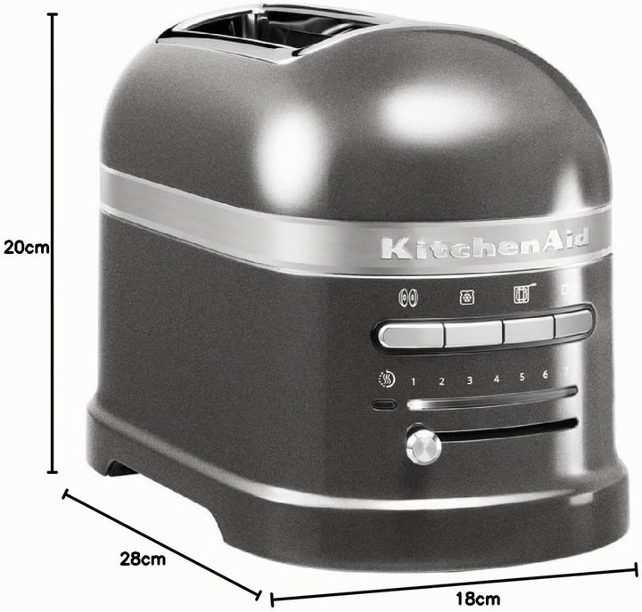 Kitchenaid 5KMT2204EMS Artisan -Toaster für 2 Scheiben, Medaillon silber Medallion Silver, Medallion