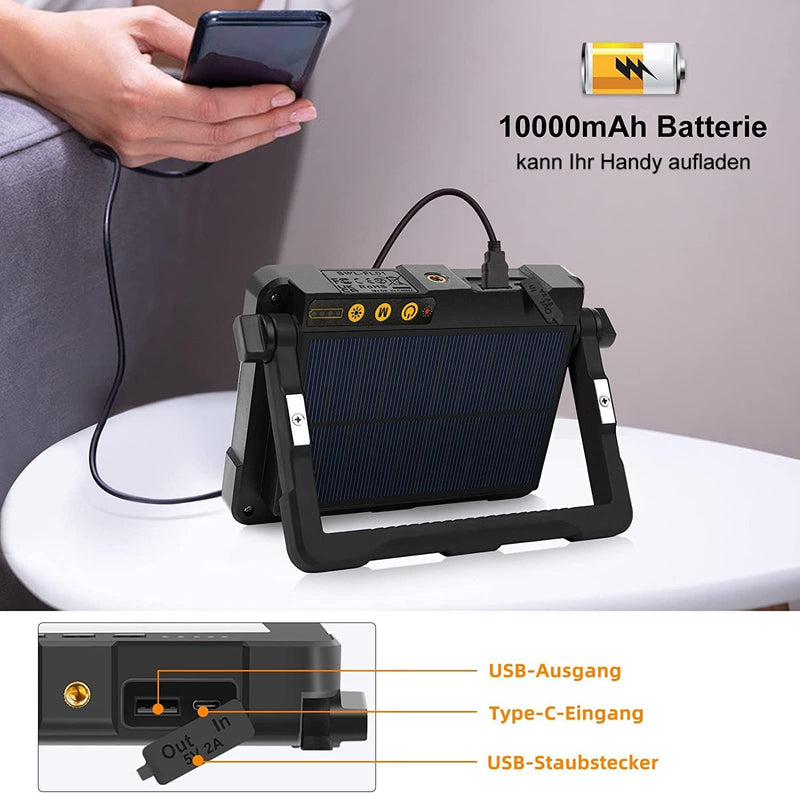 MEIKEE 60W Led Arbeitsleuchte 10000MAH LED Baustrahler Akku Strahler 4 Lichtmodi Campinglampe Tragba