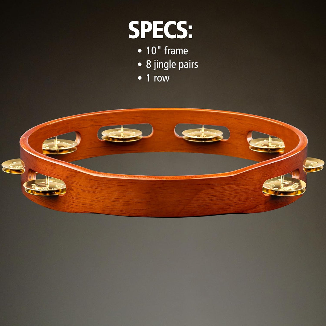 Meinl Percussion TA1B-AB Holztamburin mit Messingschellen (1-reihig), 25,40 cm (10 Zoll) Durchmesser