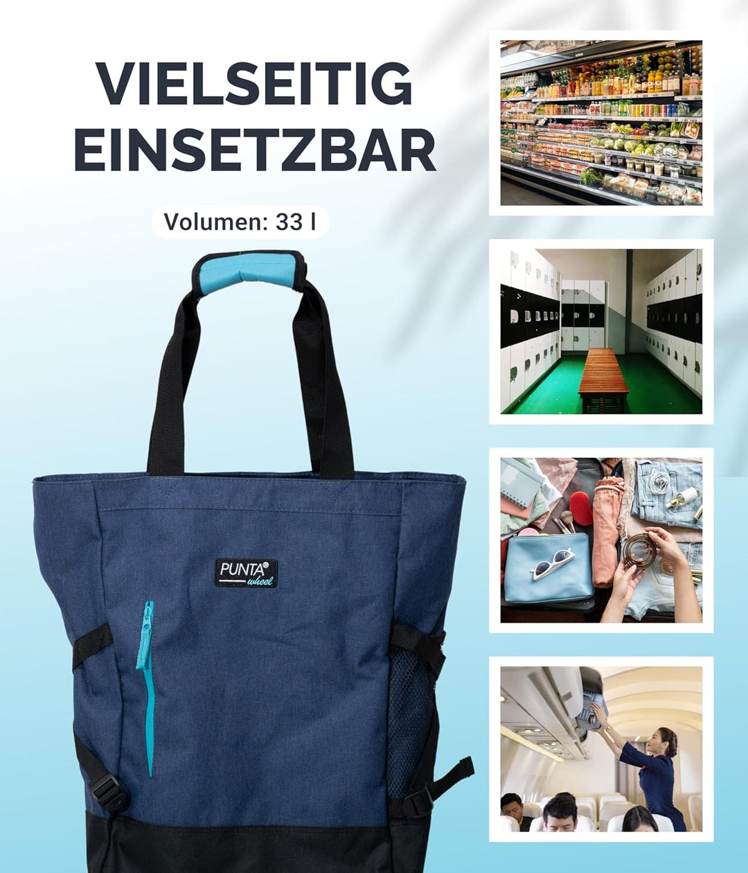 Punta Shopping Roller, dunkelblau, 36x50x20cm 36x50x20cm Dunkelblau