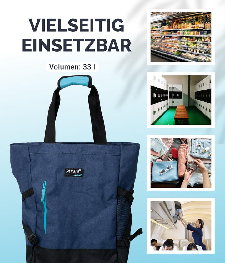 Punta Shopping Roller, dunkelblau, 36x50x20cm 36x50x20cm Dunkelblau