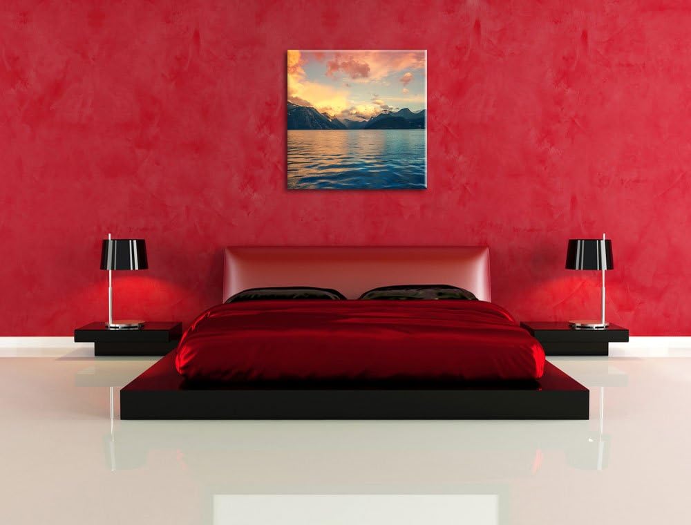 Pixxprint eine schöne Landschaft im Norden, Format: 70x70 auf Leinwand, 70x70