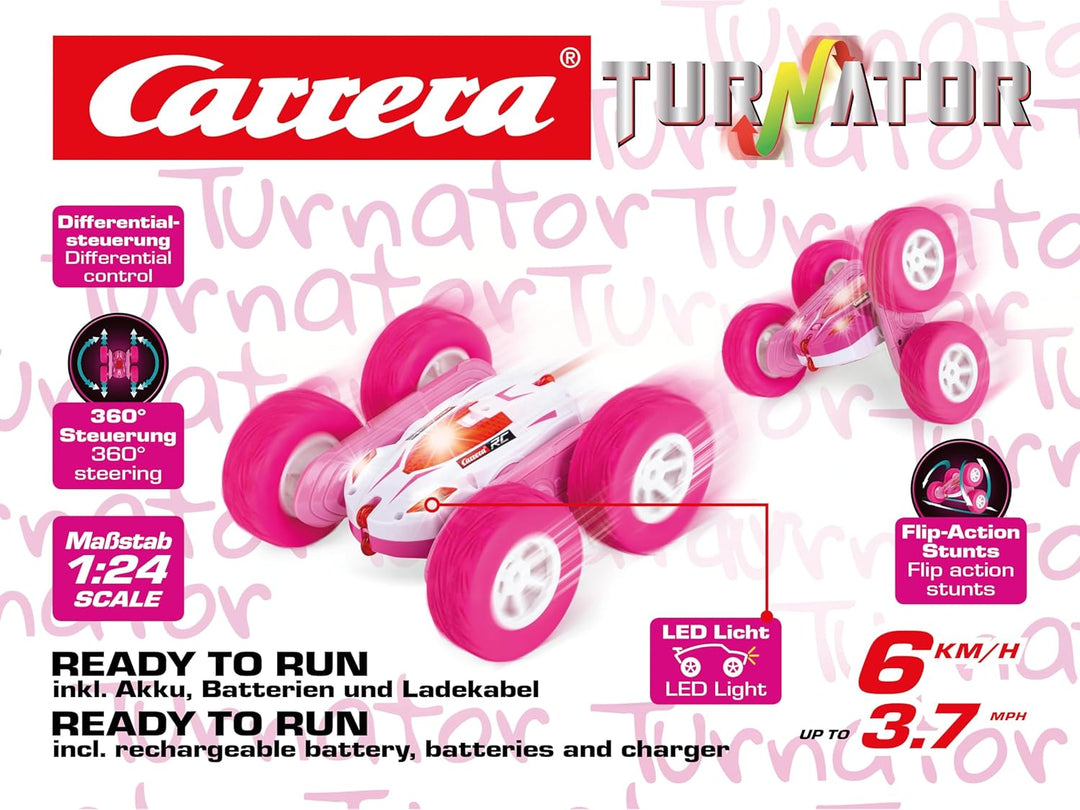 Carrera RC 2,4GHz Mini Turnator Pink I ferngesteuertes Auto ab 6 Jahren I Elektro-Car inkl. Fernbedi