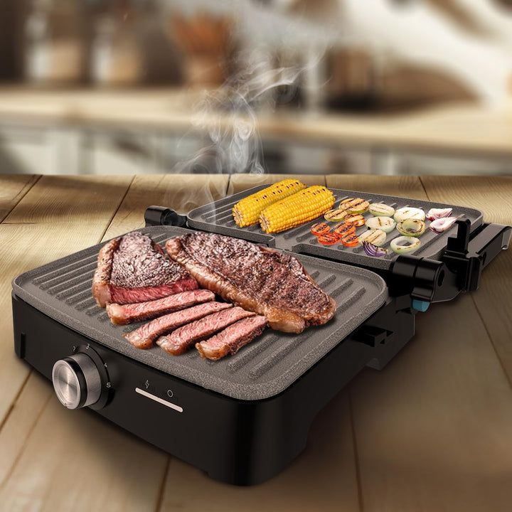 Cecotec Rock'nGrill 2000 Elektrogrill mit offenem Grill, 2000W, Öffnung 180°, Antihaftbeschichtung,