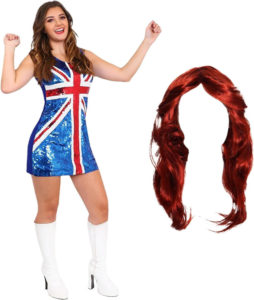 GINGER SPICE PAILLETTEN UNION JACK KLEID - SPICE GIRLS 90ER JAHRE KOSTÜM - PAILLETTEN UNION JACK KLE