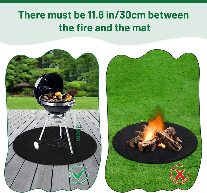 Feuerfeste Unterlage 91cm, Rund Grillmatte Bodenschutz, Feuerfeste Matte für den Innen- und Aussenbe