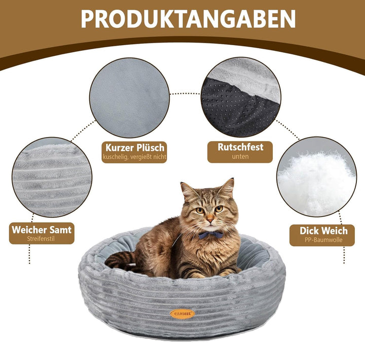 GDGZT Katzenbett, Hundebett Rund, 50,8 cm Katzenbett Flausching, Waschbares Rundes Haustierbett, Kat
