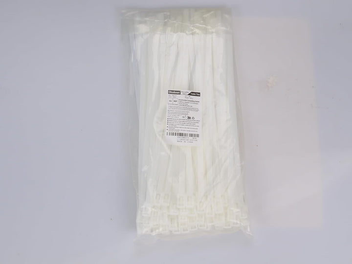 Kabelbinder wiederverschliessbar Weiss 300 mm × 7,6 mm 100 Stück UV-Beständig Stark Gross Nylon Kuns